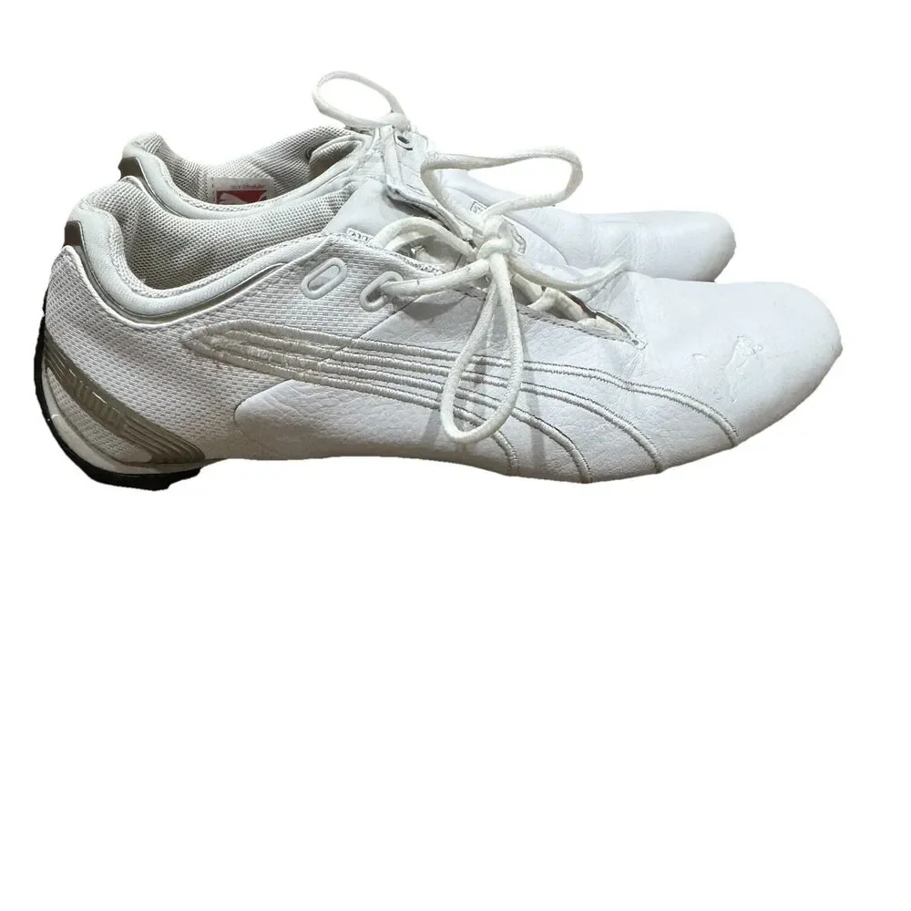 Puma Sport Lifestyle White Leather Racing Driving Shoes Womens US 5 EU 35.5 Y2K